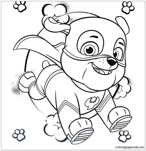 Super Hero Rubble Paw Patrol Coloring Page Free Coloring Pages Online
