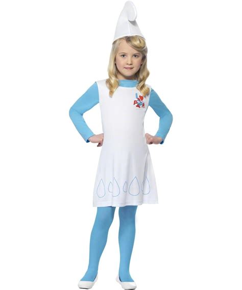 Girls The Smurfs Movie Smurfette Gnome Fancy Dress Up Halloween Party