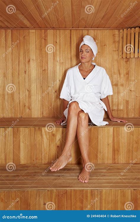 Elderly Woman In Sauna Stock Images Image