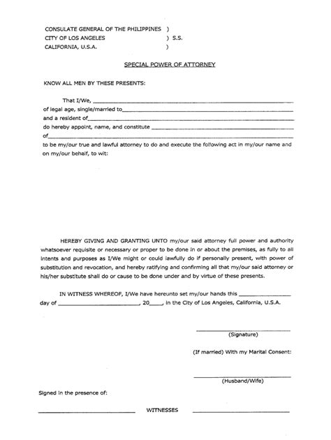 Special Power Of Attorney Philippines Sample Fill Online Printable
