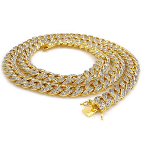 Check out our gold plated cuban link chains selection for the very best in unique, custom, and handmade jewelry pieces from our online shop. 18k Gold 2 Row Iced Cuban Chain Link Miami - Niv's Bling