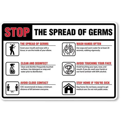Stop The Spread Of Germs Horizontal Sign Safety And Personal Protection