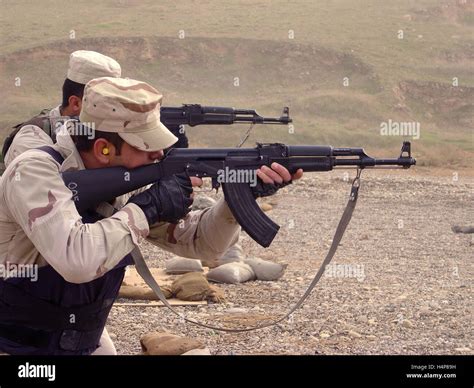 27th November 2004 Members Of The Iraqi National Guard Firing Ak 47