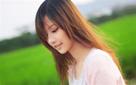 Wallpaper Face Sunlight Women Outdoors Model Depth Of Field Straight Hair Long Hair