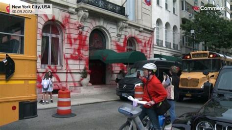 Russian Consulate In New York Vandalized With Red Paint Videoclipbg