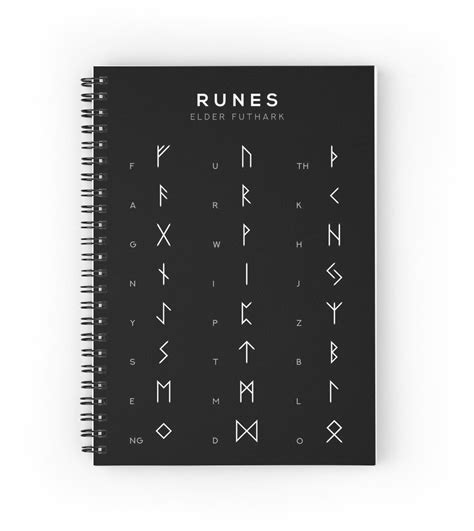 Runes Chart Elder Futhark Runes Alphabet Learning Chart Black Spiral Notebook By Typelab