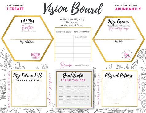 Printable Vision Board Worksheet Pdf