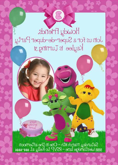 Barney Birthday Party Invitations Barney And Friends Birthday