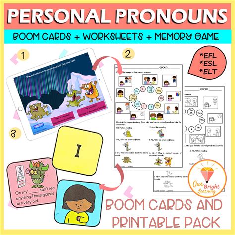 Esl Efl Esol Personal Pronouns Boom Cards Worksheets Memory