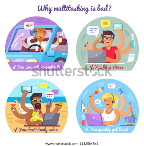 Why Multitasking Bad You Not Concentrate Stock Vector Royalty Free