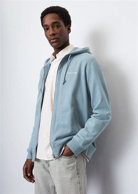 sudadera de corte regular fit con capucha algodón ecológico puro azul chaquetas de felpa