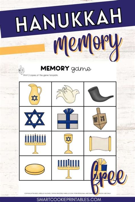 Free Hanukkah Memory Matching Game For Kids Smart Cookie Printables