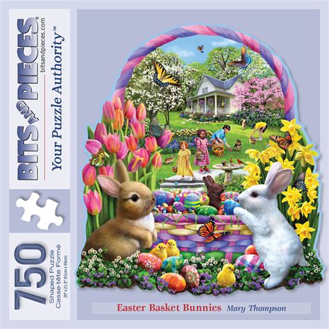 Easter Basket Bunnies 750 Piece Shaped Jigsaw Puzzle Bits And Pieces