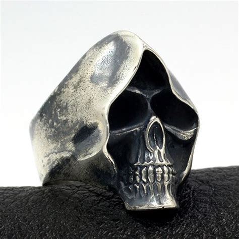 Mens Sterling Silver Grim Reaper Skull Ring