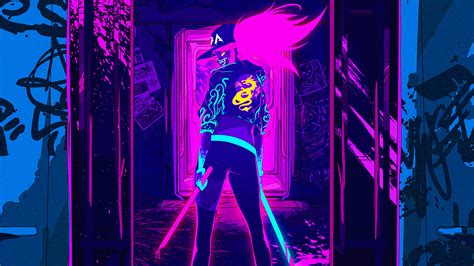 Kda Neon Akali Lol League Of Legends Lol Wallpaper 4k