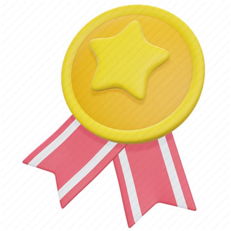 Medal Badge Star Prize Reward Achievement Gold 3d Illustration