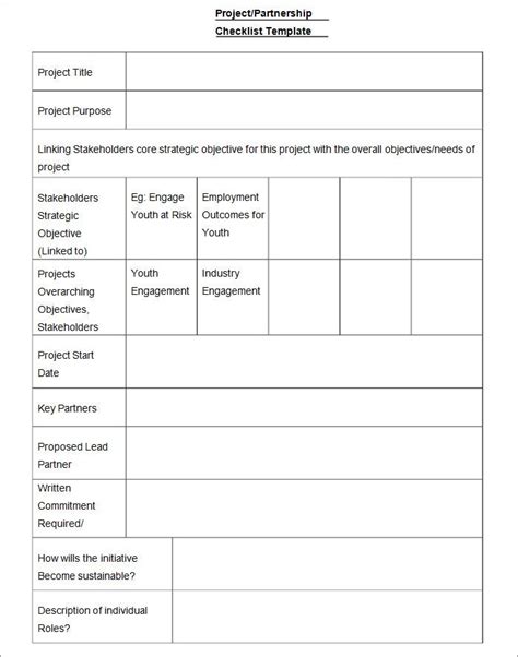 Project Checklist Template 16 Free Word Pdf Documents Download