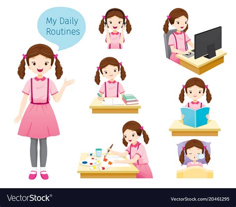 Daily Routines Of Girl Royalty Free Vector Image