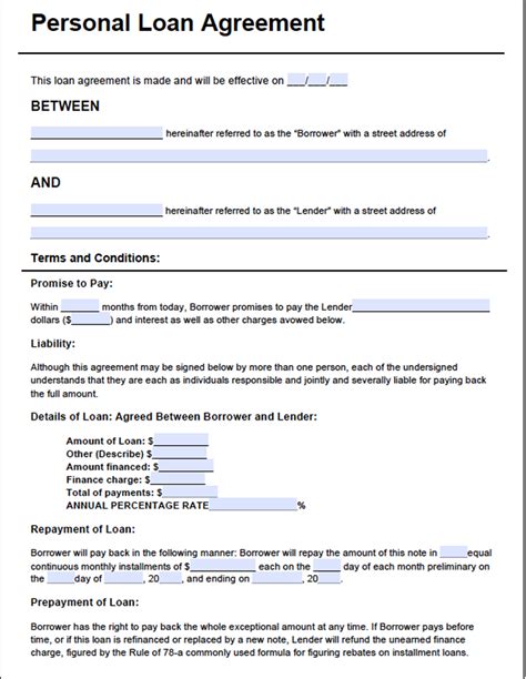 Free Personal Loan Agreement Form Pdf 72kb 2 Pages