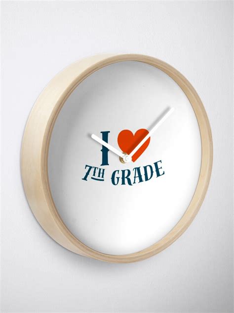 I Heart 7th Grade Love School Uniform Heart Graphic Clock For Sale By