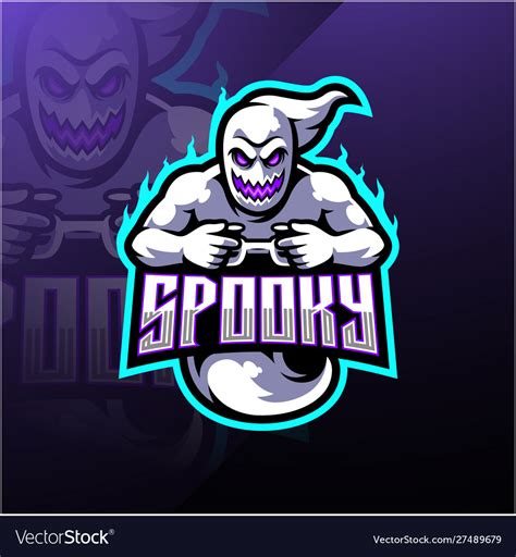Spooky Ghost Esport Mascot Logo Design Royalty Free Vector