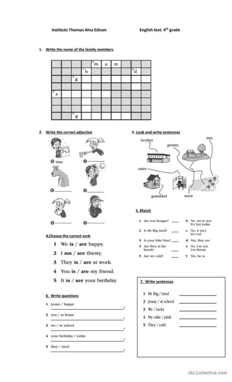 Test 4th Grade English Esl Worksheets Pdf And Doc