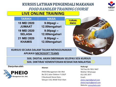 KURSUS LATIHAN PENGENDALI MAKANAN ATAS TALIAN - Pheio Blog