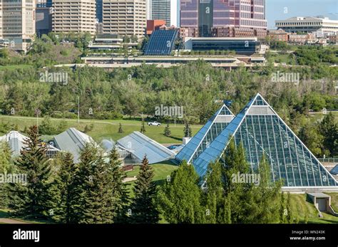 Summer View Of A Modern Building Muttart Conservatory And Its