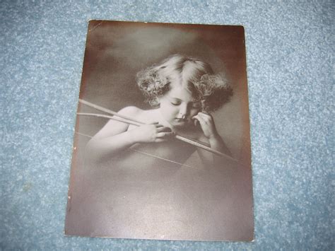 Antique 1897 Wood Framed Print Cupid Asleep By Photographer Mb