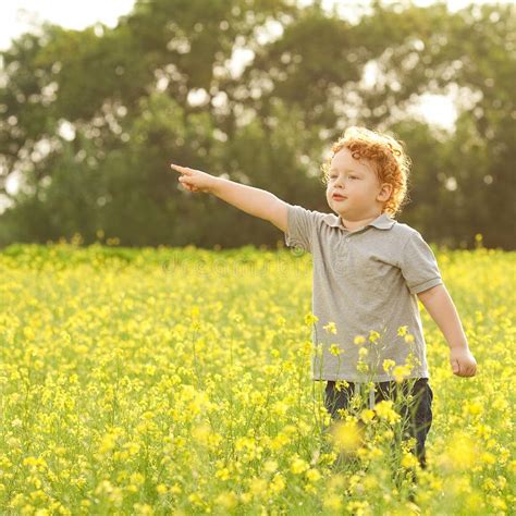 Baby Boy Standing In The Field Stock Photo Image Of Colorful Grass