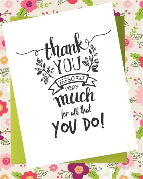 Printable Thank You Card Laying On Green Envelope Thank You Card