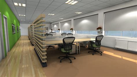 Modern Commercial Office Interior 3d Rendering By Hitech Cadd Services