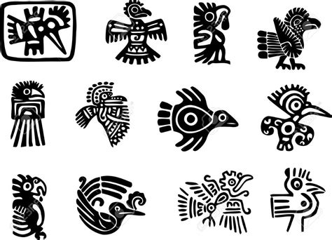 Black Aztec Bird Tattoo Flash Mayan Symbols Mayan Art Aztec Art