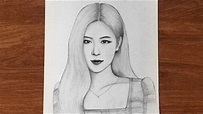 How to draw Rose blackpink || pencil sketch || Rose drawing ...