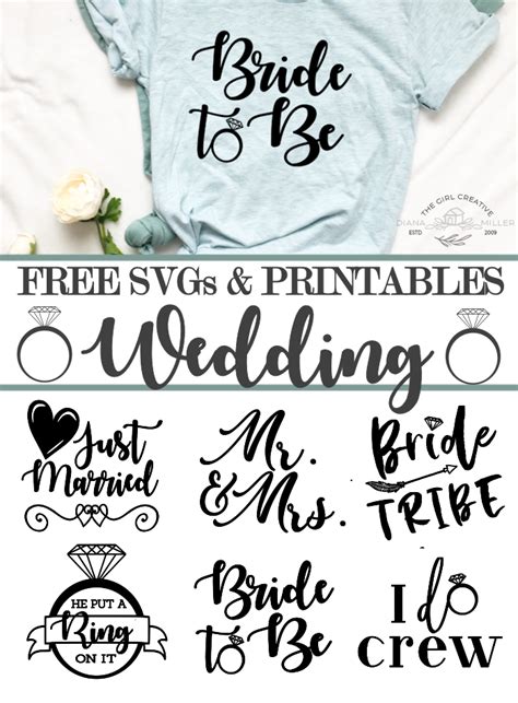 Free Wedding SVGs, Printables and Clipart - The Girl Creative | Cricut