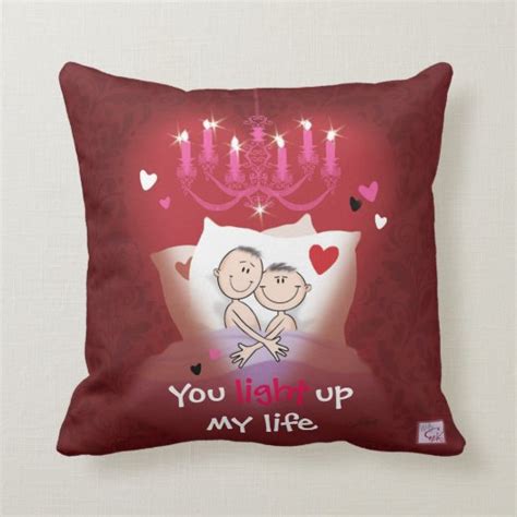 Gay Valentine Pillow Fun Couple In Bed Throw Pillow