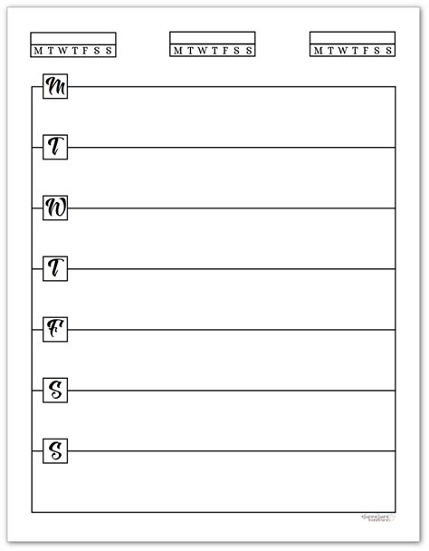 Free Black And White Weekly Planner Printables