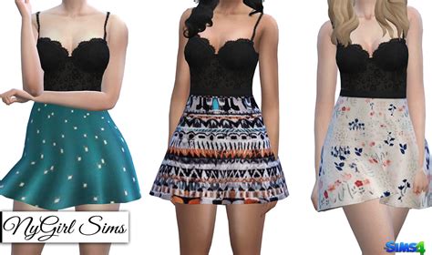 Nygirl Sims 4 Lace Corset Flare Dress Solids And Prints