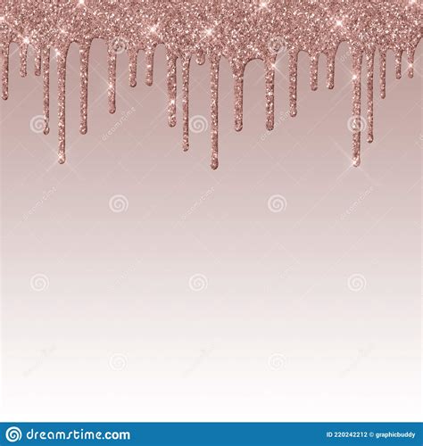 Long Rose Gold Dripping Glitter Page Templates Stock Illustration