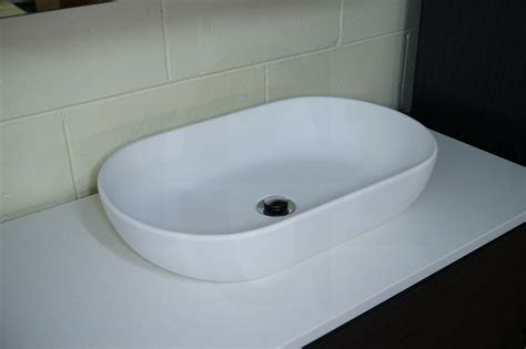 617 Oval Matte White Above Counter Art Basin Solid Surface Stone