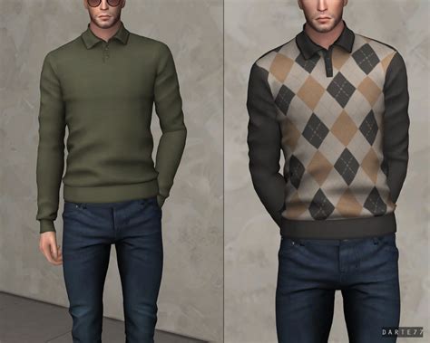 Long Sleeve Polo Darte77 Custom Content For Ts4 Sims 4 Men