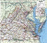 Map of Virginia showing county with cities and road highways