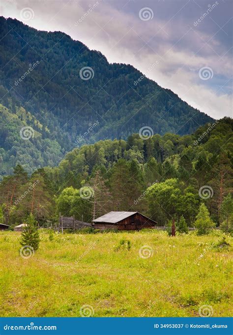 Wooden Cottage In Mountains Stock Image Image Of Summer Outdoor