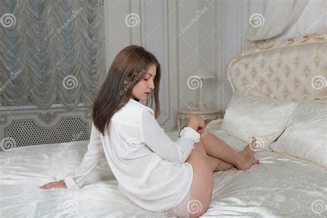 portrait of a cute girl on the bed stock image image of long cute 61209055