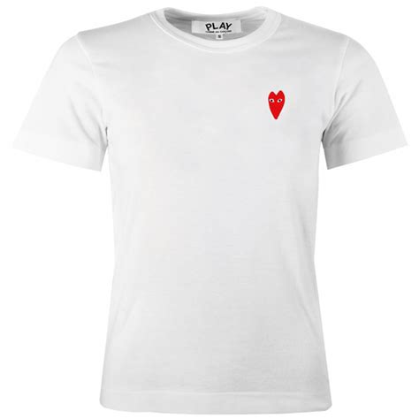 Comme Des Gar Ons Play T Red Heart T Shirt White Hervia
