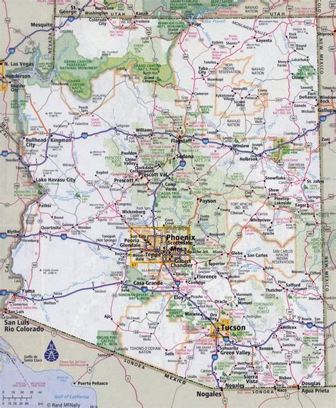 Large Detailed Roads And Highways Map Of Arizona State With All Cities Arizona State USA