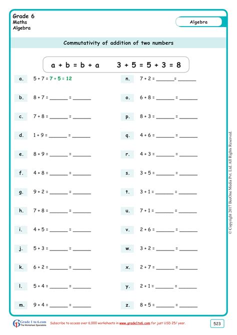 Free Math Worksheets For Grade 6 Class 6 Ib Cbse Icse K12 And All Curriculum