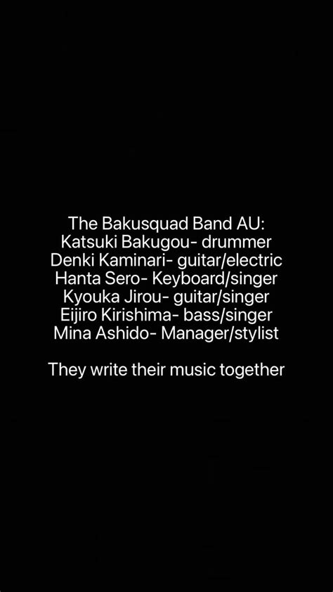 The Bakusquad Band Au Katsuki Bakugou Drummer Denki Kaminari Guitar