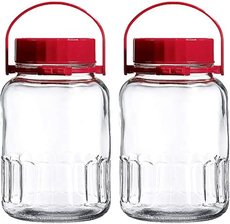 1 Gallon Glass Jar With Lid Wide Mouth Airtight Plastic Pour Spout Lids Bulk Dry Food Storage