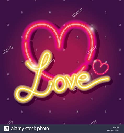 Heart Love Icons Neon Sign Decoration Stock Vector Image And Art Alamy